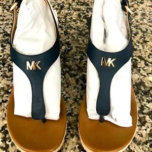 Michael Kors Navy Wedge Sandal -size 7m.  Worn only a couple of times.